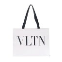VALENTINO(ヴァレンチノ) ショッピングバック トートバッグ ホワイト×ブラック レザー ロゴ【中古】【程度B】