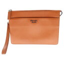 PRADA(プラダ) サフィアーノ クラッチバッグ オレンジ レザー ロゴ ポーチ 2VF019【中古】【程度A】(4)