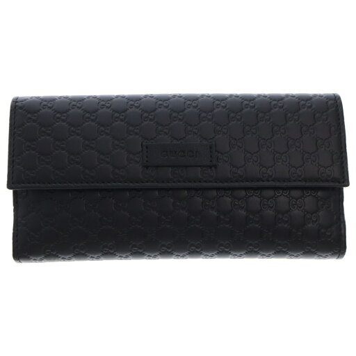 GUCCI(グッチ) マイクログッチシマ 449393 二つ折り長財布 黒 レザー【中古】【程度S】 GUCCI(グッチ) マイクログッチシマ 449393 二つ折り長財布 黒 レザー【中古】【程度S】
