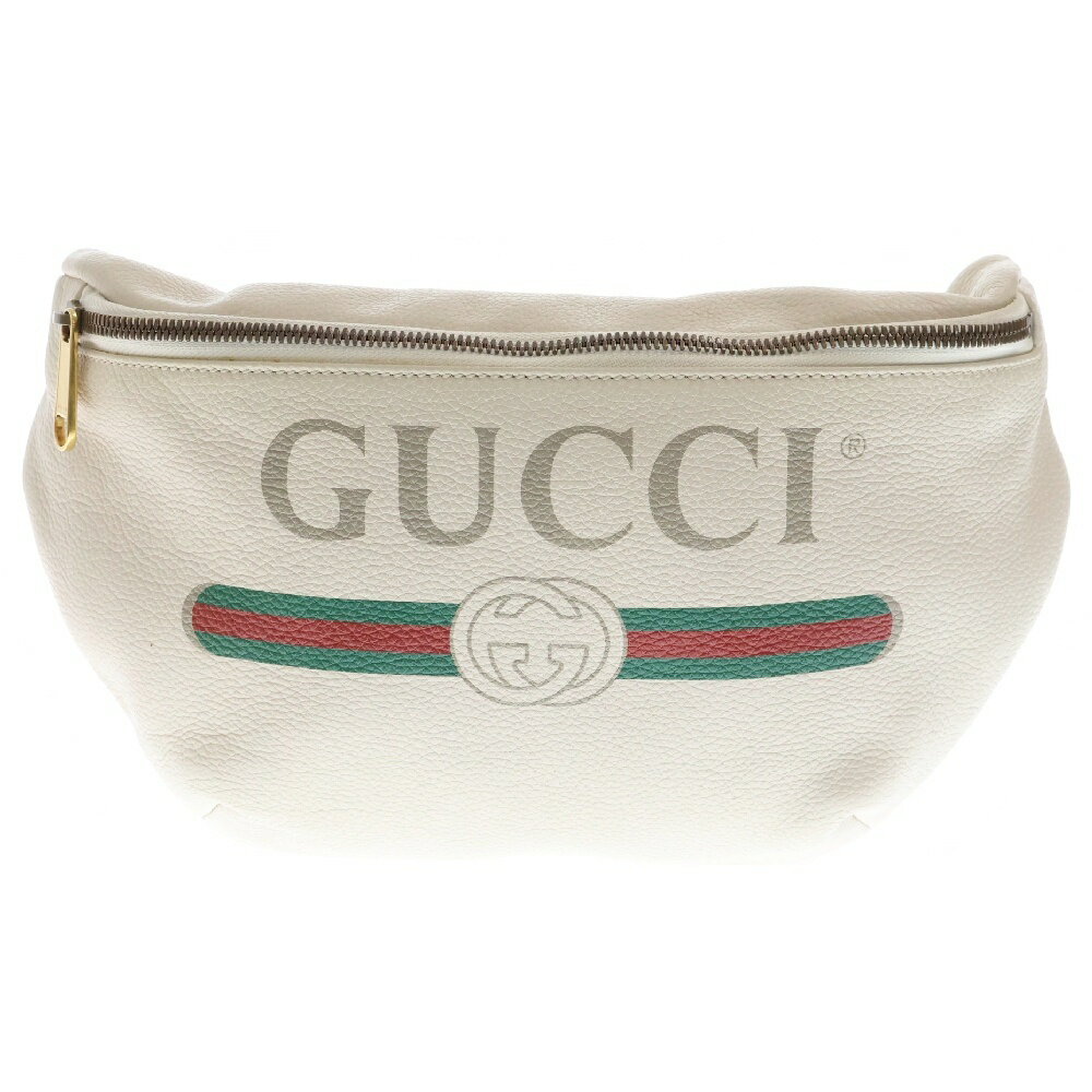 GUCCI(グッチ) シェリーライン プリントレザー ウエストバッグ ベルトバッグ ボディバッグ レザー ホワイト 530412【中古】【程度B】