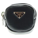 PRADA(プラダ) ミニポーチ ロゴプレート ブラック レザー ベルトポーチ 1TT137【中古】【程度A】