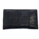 BOTTEGA VENETA(ボッテガヴェネタ) カセット ラウンドファスナー 長財布 カーフ ブラック 長財布 ロングウォレット【中古】【程度S】