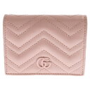 GUCCI(グッチ) GGマーモント コンパクトウォレット ピンク レザー 三つ折り財布 コインケース 466492【中古】【程度A】