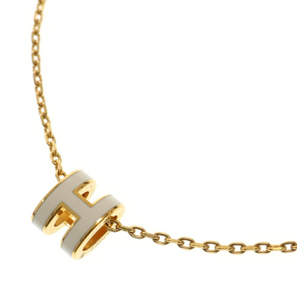 HERMES(エルメス) ポップアッシュミニ ネックレス GP ブラン ホワイト×ゴールド ペンダント アクセサリー【中古】【程度A】のサムネイル