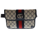 GUCCI(グッチ) オフディア ボディバッグ ベージュ×ネイビー PVC 674081 ウエストポーチ【中古】【程度N】