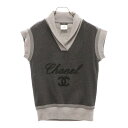 CHANEL(シャネル) ココマーク ロゴ ベスト グレー コットン トップス 裏起毛 P38001【中古】【程度A】(4)