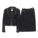 CHANEL(シャネル) ツイード セットアップ ネイビー ウール ジャケット スカート #38 P16177 レディース【中古】【程度A】