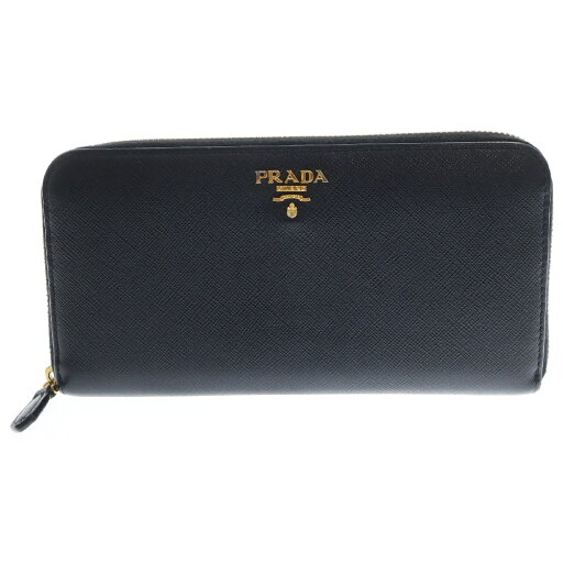 PRADA(プラダ) サフィアーノ ラウンドファスナー長財布 ブラック レザー【中古】【程度B】 PRADA(プラダ) サフィアーノ ラウンドファスナー長財布 ブラック レザー【中古】【程度B】