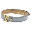 LOUIS VUITTON(ルイヴィトン) モノグラム ブラスレ・LV アイコニック ブレスレット ライトブルー レザー バングル M8104F【中古】【程度B】