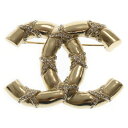 CHANEL(シャネル) ココマーク ラインストーン ブローチ ゴールド バッジ アクセサリー F21B【中古】【程度A】