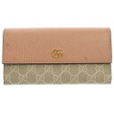 GUCCI(グッチ) GGマーモント コンチネンタルウォレット ロングウォレット 長財布 三つ折り財布 ピンク×ベージュ 456116【中古】【程度A】