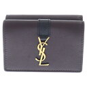 SAINT LAURENT PARIS(サンローランパリ) オリガミ タイニー コンパクトウォレット 三つ折り財布 小銭入れ付き ボルドー レザー 669959 ゴールド金具【中古】【程度S】