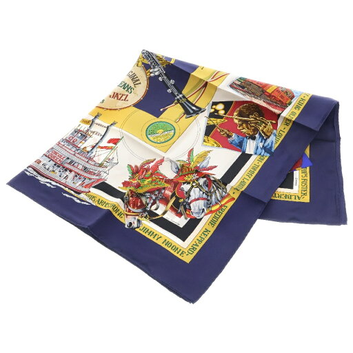 HERMES(エルメス) カレ90 THE ORIGINAL NEW ORLEANS CREOLE JAZZ 1923 ニューオリンズ クレオール ジャズ スカーフ ストール ブルー【中古】【程度S】 HERMES(エルメス) カレ90 THE ORIGINAL NEW ORLEANS CREOLE JAZZ 1923 ニューオリンズ クレオール ジャズ スカーフ ストール ブルー【中古】【程度S】