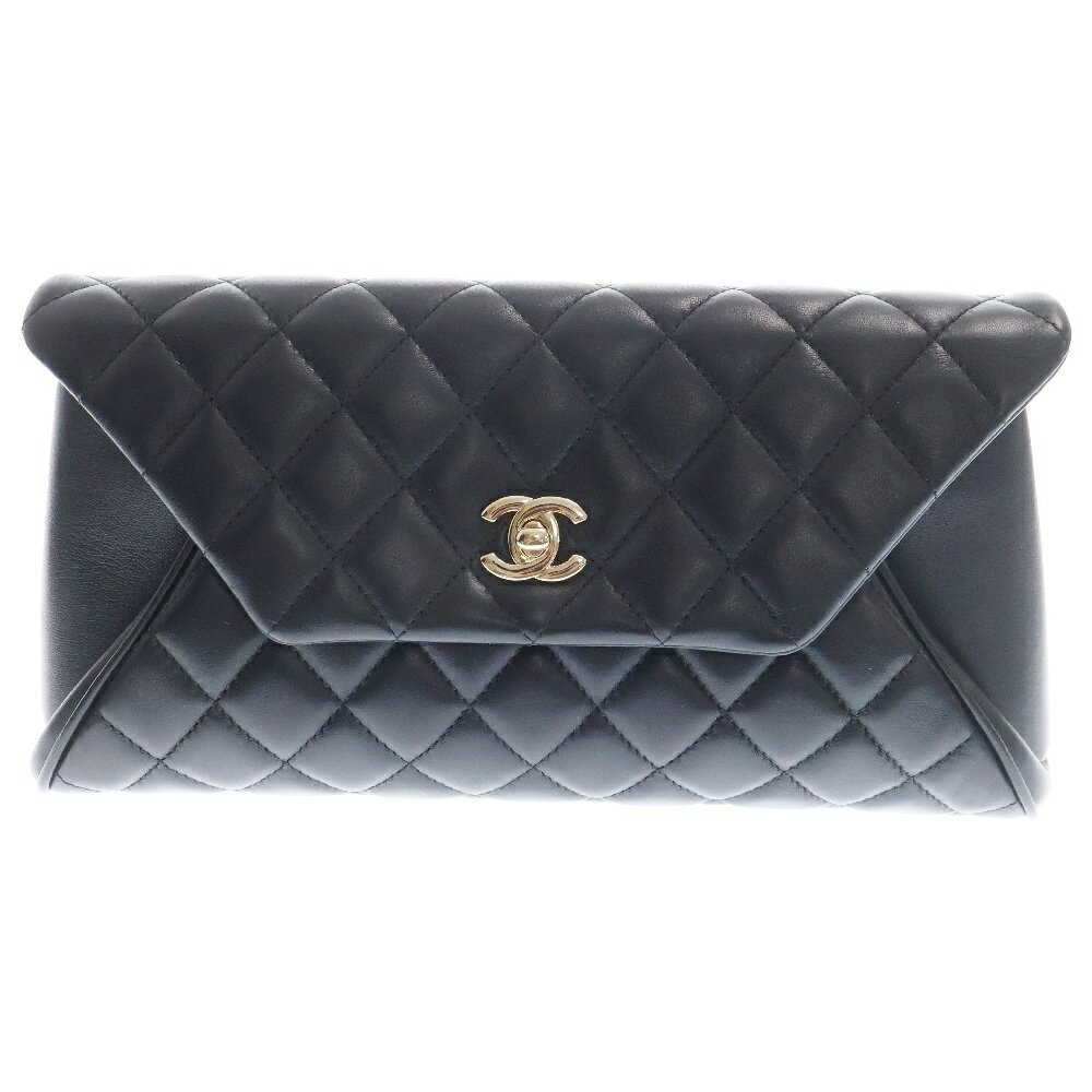 CHANEL(シャネル) マトラッセ ココマーク ラムスキン クラッチバッグ セカンドバッグ ブラック【中古】【程度B】