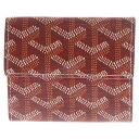GOYARD(ゴヤール) ヘリンボーン柄 コインケース レッド PVC レザー カードケース 名刺入れ 財布【中古】【程度B】
