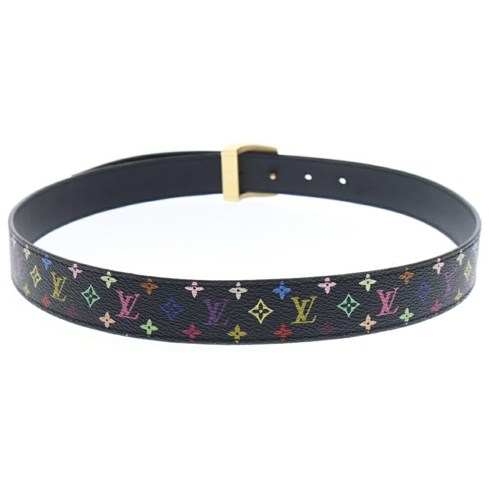 LOUIS VUITTON(ルイヴィトン) モノグラムマルチカラー サンチュールLVカット ベルト 80/32 ノワール PVC ゴールド金具 M6890【中古】【程度B】