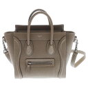 CELINE(セリーヌ) ラゲージ ナノショッパー 2WAYレザーハンドバッグ ショルダーバッグ グレー 189243DRU レディース【中古】【程度B】(4)