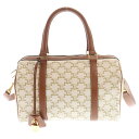 CELINE(セリーヌ) トリオンフ 2WAYレザーボストンバッグ ショルダーバッグ ホワイト×ブラウン レザー 113772CAS【中古】【程度A】