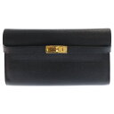 HERMES(エルメス) ケリーウォレット ロング ブラック エプソン ゴールド金具 D刻印 長財布【中古】【程度B】