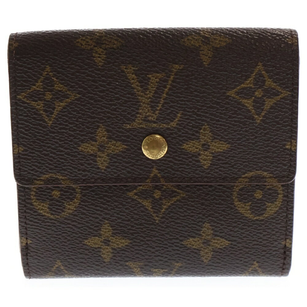 LOUIS VUITTON(ルイヴィトン) モノグラム ポルトフォイユエリーズ レザー2つ折り財布 ブラウン M61654【中古】【程度B】