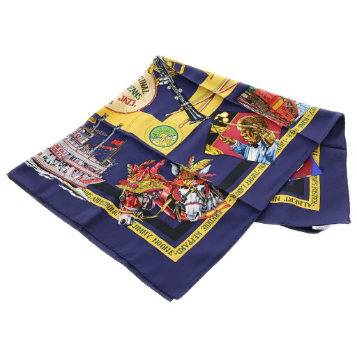 HERMES(エルメス) カレ90 ORLEANS THE ORIGINAL CREOLE JAZZ ニューオリンズ クレオール ジャズ シルク ブルー系 マルチカラー スカーフ【中古】【程度A】 HERMES(エルメス) カレ90 ORLEANS THE ORIGINAL CREOLE JAZZ ニューオリンズ クレオール ジャズ シルク ブルー系 マルチカラー スカーフ【中古】【程度A】