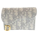 Christian Dior(クリスチャンディオール) サドル オブリーク カードケース グレー キャンバス×レザー【中古】【程度B】