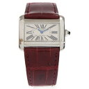 Cartier(カルティエ) ミニタンクディヴァン アイボリー文字盤 ステンレス SS×革/QZ クォーツ 電池式 W6300255 腕時計 レディース【中古】【程度B】(2)