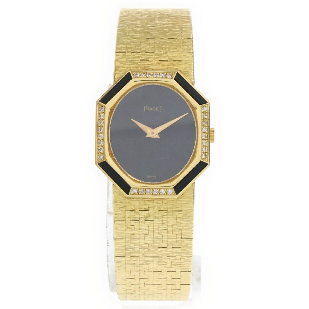 PIAGET(ピアジェ) オクタゴナル オニキス文字盤 黒文字盤 ダイヤモンドベゼル イエローゴールド YG/手巻き 93412A6【中古】【程度A】