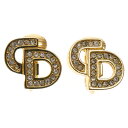 Christian Dior(クリスチャンディオール) CDロゴ ラインストーン イヤリング GP ゴールド アクセサリー【中古】【程度A】
