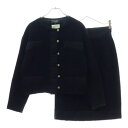 CHANEL(シャネル) マトラッセ パールボタン チェーン セットアップ ウール ジャケット スカート ブラック レディース 36 20501【中古】【程度B...