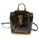 LOUIS VUITTON(ルイヴィトン) モノグラム モンスリミニ レザー バックパック リュック ブラウン レディース M11199【中古】【程度A】