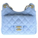 CHANEL(シャネル) マトラッセ ホーボー チェーンショルダーバッグ キャビアスキン ゴールド金具 ライトブルー AS3690【中古】【程度A】