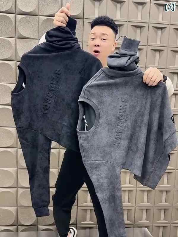 メンズ　ファッション　オシャレ　韓国 アメリカン レトロ スウェットシャツ メンズ 裏起毛 秋冬 厚