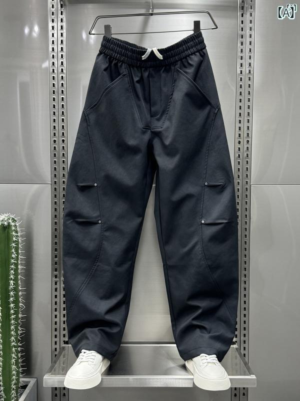 メンズ　ファッション　オシャレ　韓国 秋冬 ストレート レッグ ダーティー パンツ 若々しい 男性 韓国 ダメージ 加工 アメリカン カジュアル オーバー オール