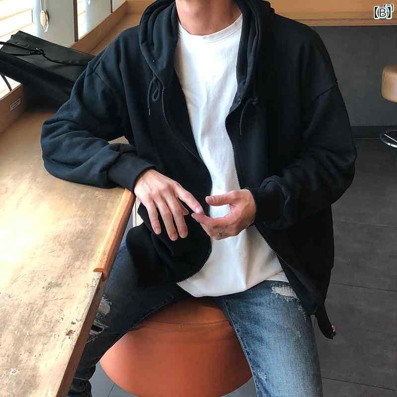 メンズ　ファッション　韓国ファッション　オシャレ　海外風 春秋 長袖 スウェットシャツ メンズ フード付き 韓国 イン カーディガンジャケット