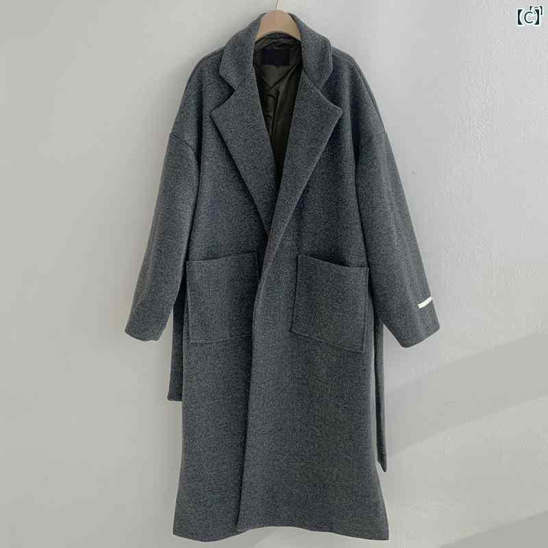 メンズ　ファッション　韓国ファッション　オシャレ　海外風 秋 厚手 ウール コート メンズ ミディアム 丈 膝丈 ウインドブレーカー 韓国 快適