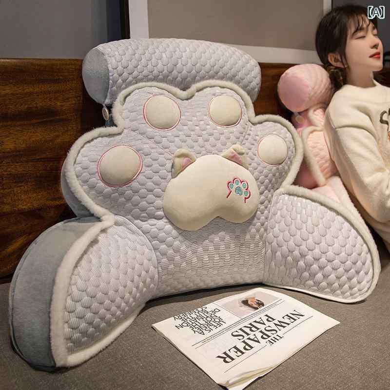 背もたれクッション かわいい 肉球デザイン 北欧風 ベッドサイド オフィスチェア用 読書 学生寮 腰当て 腰サポート 背中サポート 大型 ふっくらPP綿 接触冷感 肌触り良い [2]