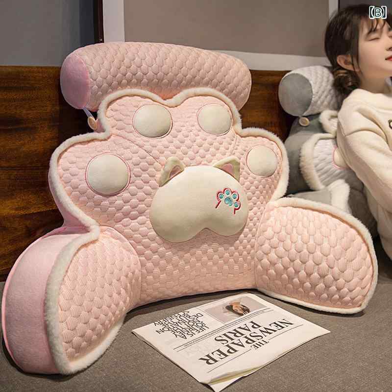 背もたれクッション かわいい 肉球デザイン 北欧風 ベッドサイド オフィスチェア用 読書 学生寮 腰当て 腰サポート 背中サポート 大型 ふっくらPP綿 接触冷感 肌触り良い [3]