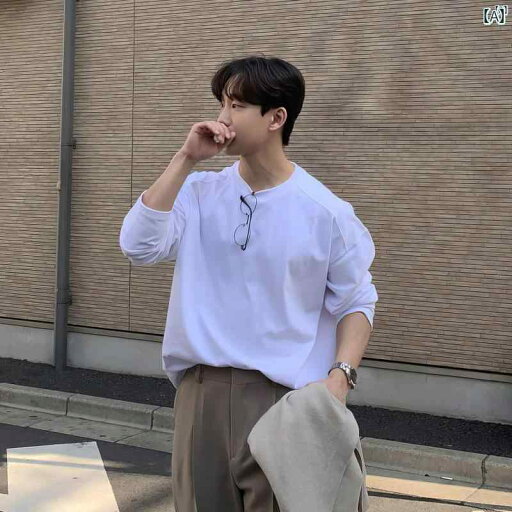 メンズ ファッション 韓国ファッション オシャレ 海外風 ラウンドネック 無地 長袖 Tシャツ 男性用 カジュアル オーバー サイズ 韓国 オフショルダー トップ シンプル ボトム シャツ メンズ ファッション 韓国ファッション オシャレ 海外風 ラウンドネック 無地 長袖 Tシャツ 男性用 カジュアル オーバー サイズ 韓国 オフショルダー トップ シンプル ボトム シャツ