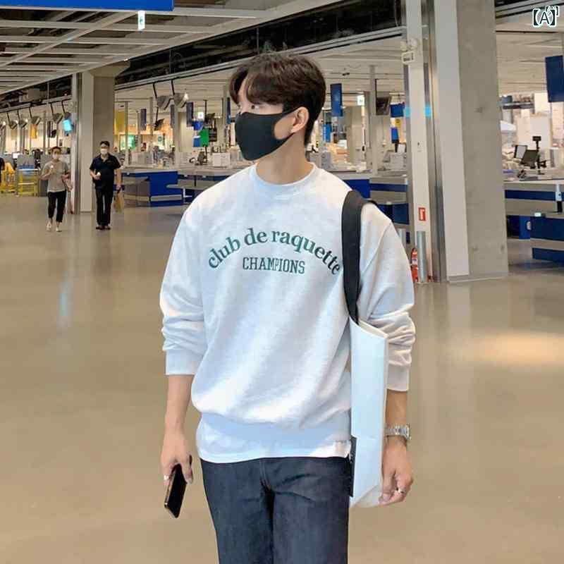 メンズ　ファッション　韓国ファッション　オシャレ　海外風 メンズ用 スウェットシャツ 秋冬 フード レス ストリート イン 韓国 プリント ジャケット ハイエンド カジュアル