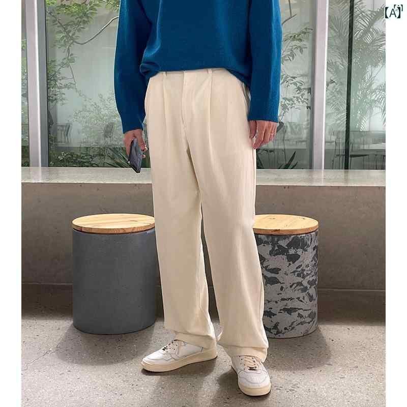 メンズ　ファッション　韓国ファッション　オシャレ　海外風 パンツ メンズ 秋 韓国 快適 カジュアル イン シンプル ベーシック 無地 ワイド レッグ