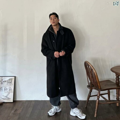 メンズ ファッション 韓国ファッション オシャレ 海外風 ブラック ミドル丈 ウール コート メンズ 秋冬 防風 ノン ウインドブレーカー ジャケット メンズ ファッション 韓国ファッション オシャレ 海外風 ブラック ミドル丈 ウール コート メンズ 秋冬 防風 ノン ウインドブレーカー ジャケット