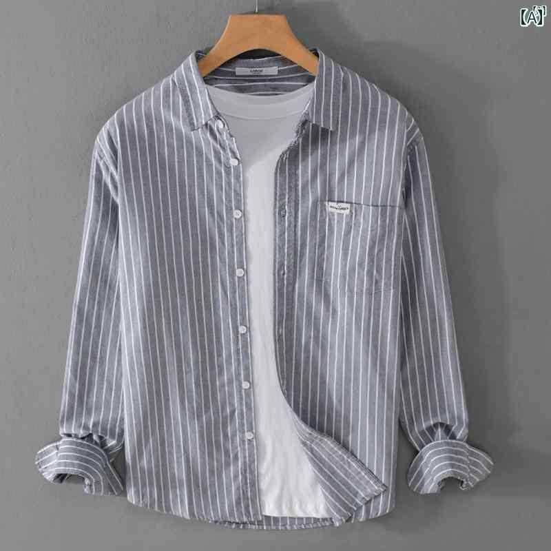 メンズ　ファッション　韓国ファッション　オシャレ　韓国 レトロ カジュアル 長袖 シャツ メンズ 春秋..