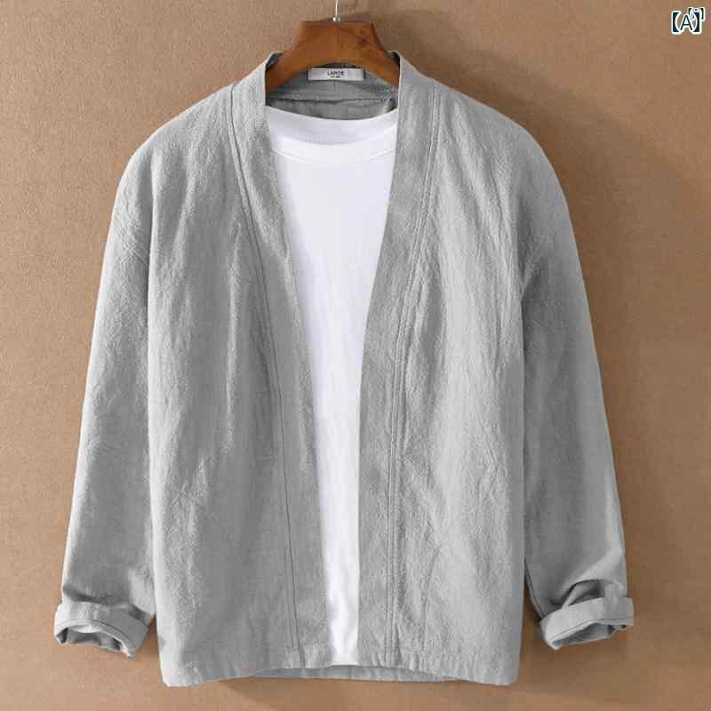 メンズ　ファッション　韓国ファッション　オシャレ　韓国 春夏 スタンドカラー ラミー カーディガンジ..