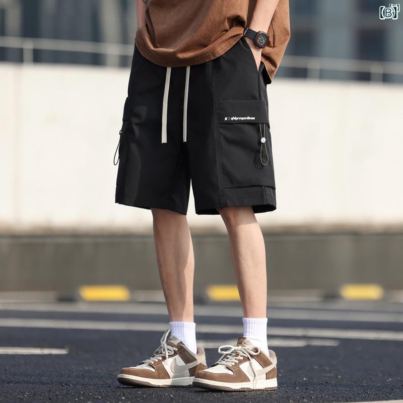 メンズ ファッション 韓国ファッション オシャレ 韓国 シティー ボーイ カーゴ ショーツ メンズ 夏 冷感 薄手 ファッション レトロ ミッド パンツ カジュアル 五分丈
