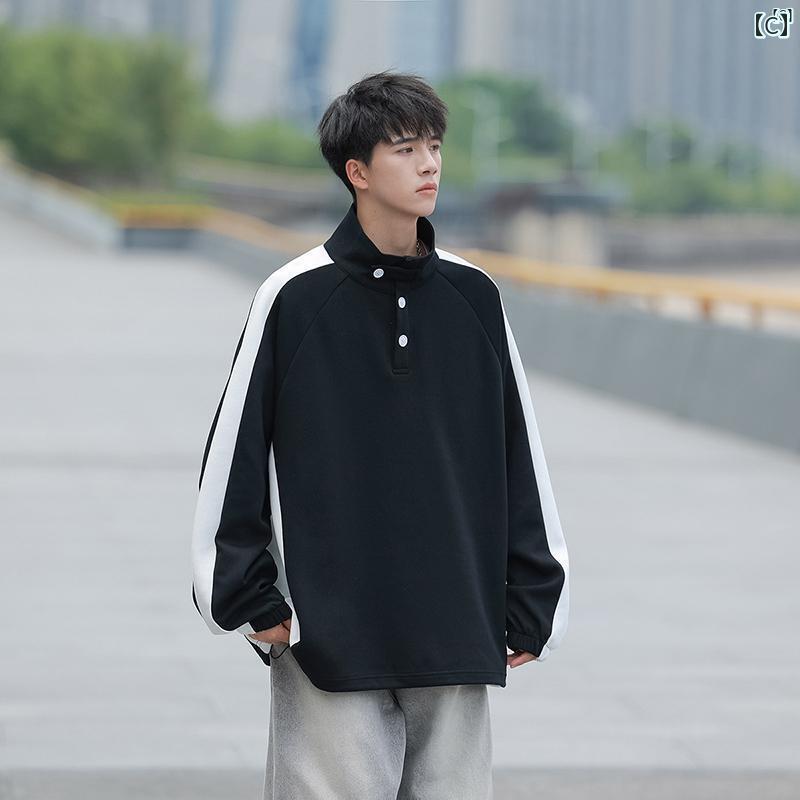 メンズ ファッション 韓国ファッション オシャレ 韓国 秋 スタンドカラー トレーナー メンズ ヘビーウェイト アメリカン レトロ スプライシング 春 オーバー サイズ プルオーバー ジャケット