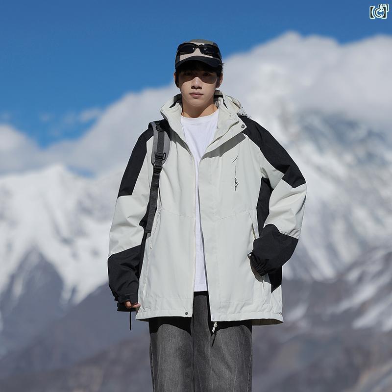 メンズ ファッション 韓国ファッション オシャレ 韓国 スリーインワン 朱雀 レッド ジャケット メンズ 春秋 スポーツ 大きいサイズ 防水 登山 ウェア ワークジャケット