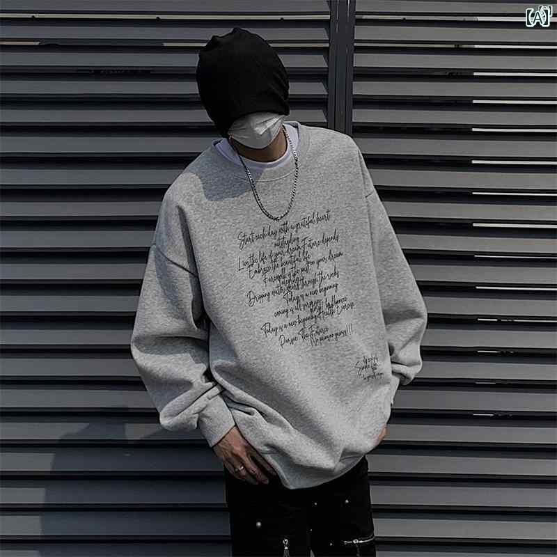 メンズ ファッション 韓国ファッション オシャレ 韓国 ラウンドネック スウェットシャツ メンズ 春秋 アメリカ ストリート ヘビー級 大きいサイズ たり 学生 和風 ジャケット