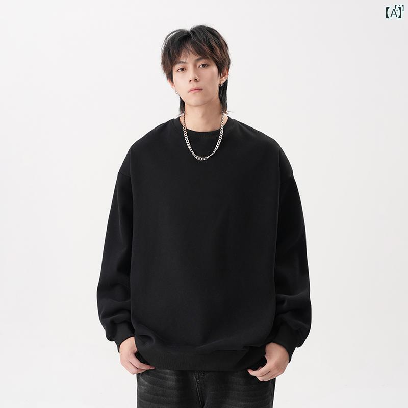 メンズ ファッション 韓国ファッション オシャレ 韓国 Matteyou ヘビー ソリッドカラーラウンドネック ..