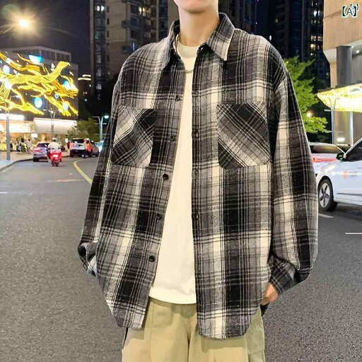 メンズ ファッション 韓国ファッション オシャレ 韓国 レトロ チェック柄 長袖 シャツ 春秋 男性用 たり ストリート カジュアル ジャケット 男子用 メンズ ファッション 韓国ファッション オシャレ 韓国 レトロ チェック柄 長袖 シャツ 春秋 男性用 たり ストリート カジュアル ジャケット 男子用